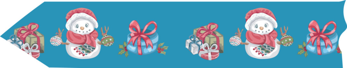 Cute christmas washi tape on white background. Vector illustration.