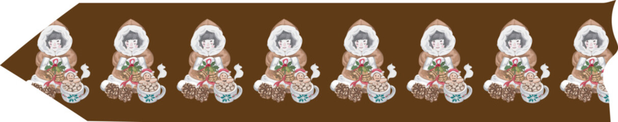 Cute christmas washi tape on white background. Vector illustration.