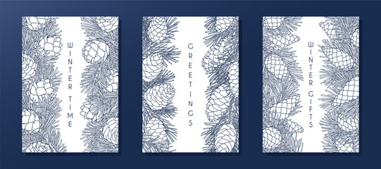 Set of compositions with coniferous branches and cones