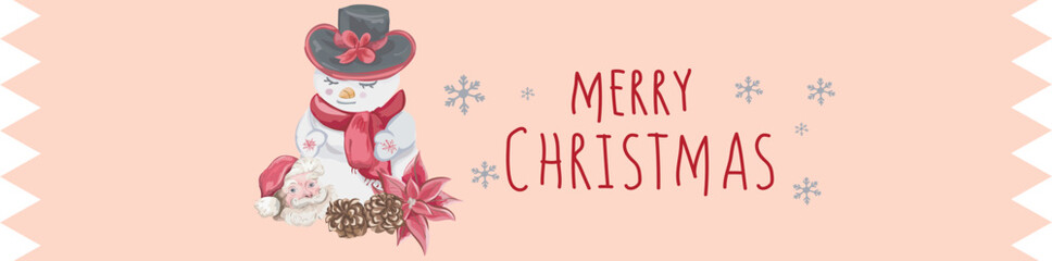 Cute christmas washi tape on white background. Vector illustration.