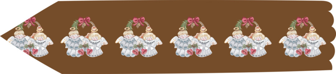 Cute christmas washi tape on white background. Vector illustration.