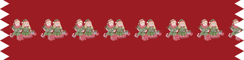 Cute christmas washi tape on white background. Vector illustration.