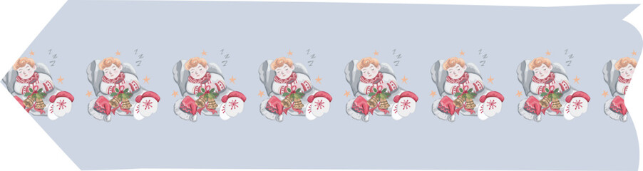Cute christmas washi tape on white background. Vector illustration.