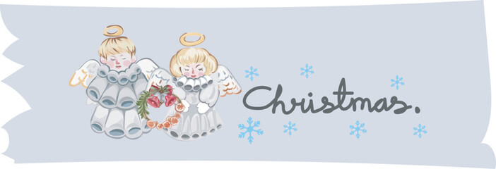 Cute christmas washi tape on white background. Vector illustration.