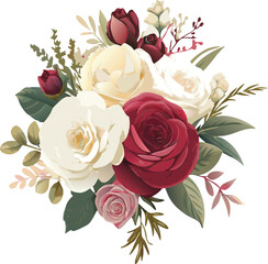 Fototapeta premium Elegant White And Burgundy Floral Bouquet