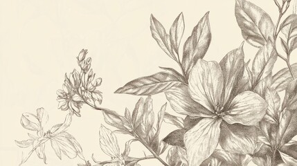 Vintage botanical illustration with detailed line work and sepia tones, echoing classic scientific drawings