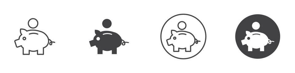 Piggy bank icon Thin line art isolated