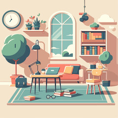 illustration of a room with furniture