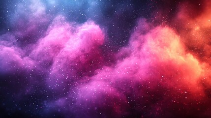 Obraz premium Vibrant cosmic clouds illuminated by starlight in a nebula, showcasing intricate colors and textures in a vast universe