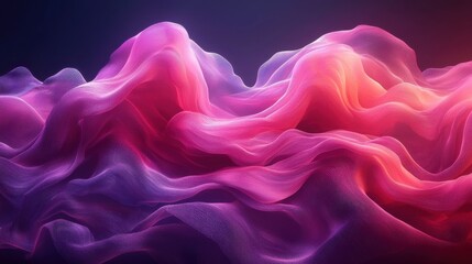 Obraz premium Vibrant abstract fabric waves in shades of pink and purple create a mesmerizing visual experience against a dark background