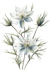 Fototapeta premium flower illustration in vintage style art, isolated on white background