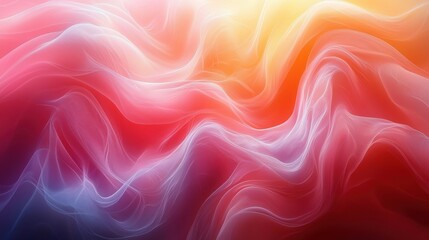 A vibrant swirl of colors creates an abstract design resembling flowing fabric in warm hues of orange, pink, and purple