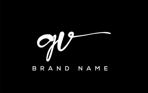 GV letter beauty handwriting vector logo.