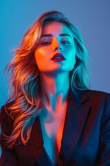 Fototapeta premium Businesspeople portrayed in the enchanting glow of beauty lighting, exuding confidence and determination.