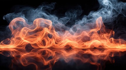 Fototapeta premium Vivid orange and blue flames create a mesmerizing visual display against a dark background