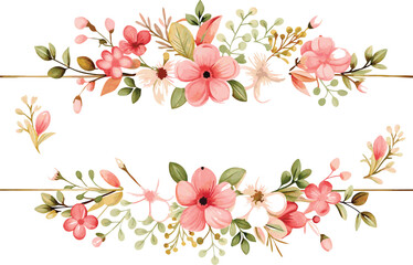 Fototapeta premium Delicate Watercolor Floral Border Design