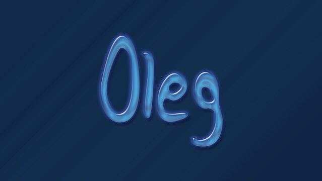 Water bubble 3D text effect of name Oleg 0n blue background.
