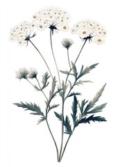 Obraz premium flower illustration in vintage style art, isolated on white background