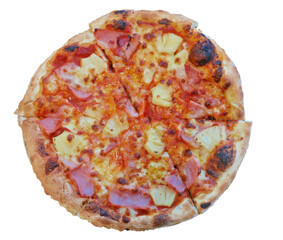 Thai hawaiian pizza on white background