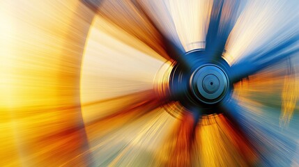 A dynamic close-up of a rotating propeller, showcasing motion and energy against a colorful backdrop.