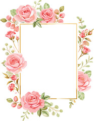 Pink Rose Floral Frame Border Design