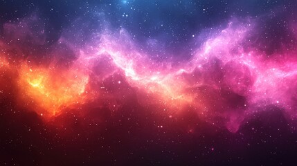 Fototapeta premium A vibrant cosmic nebula glows in shades of pink, purple, and orange against a star-filled universe backdrop