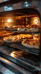 Freshly Baked Pizza in a Hot Oven