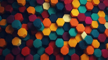 Digital abstract backdrop with hexagonal patterns, featuring a prominent subject on the left, providing ample text space.