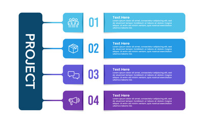 Infographic 4 options to success. Business presentation, Project, Plan, Strategy and Marketing. Vector illustration.