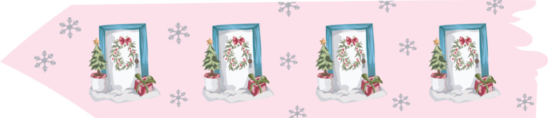 Cute christmas washi tape. Vector illustration.