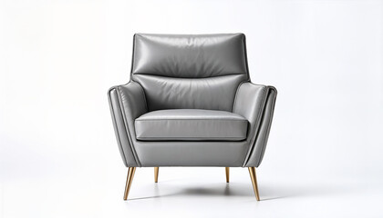 Fototapeta premium grey leather office armchair on white background