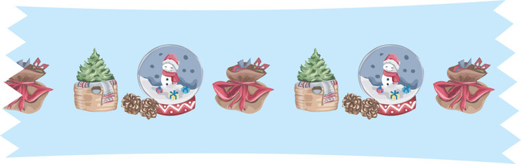 Cute christmas washi tape. Vector illustration.