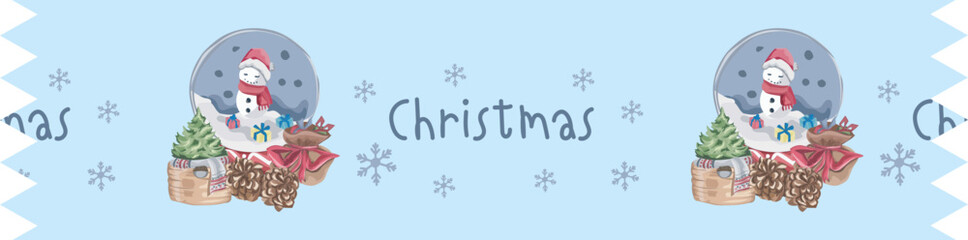 Cute christmas washi tape. Vector illustration.