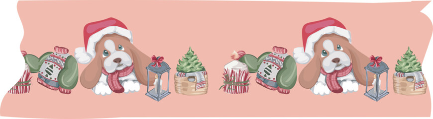 Cute christmas washi tape. Vector illustration.