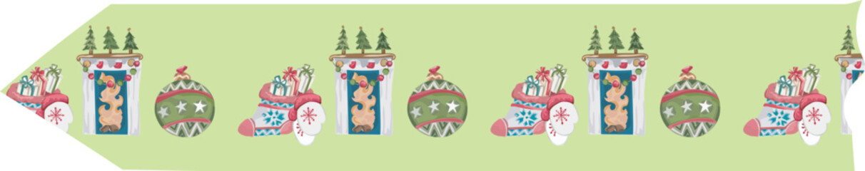 Cute christmas washi tape. Vector illustration.