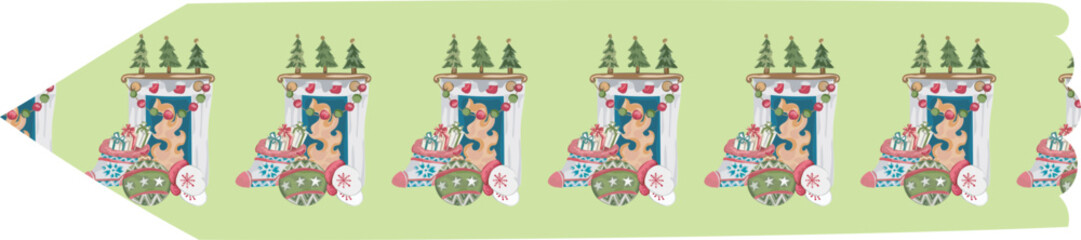 Cute christmas washi tape. Vector illustration.