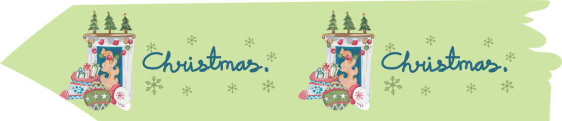 Cute christmas washi tape. Vector illustration.