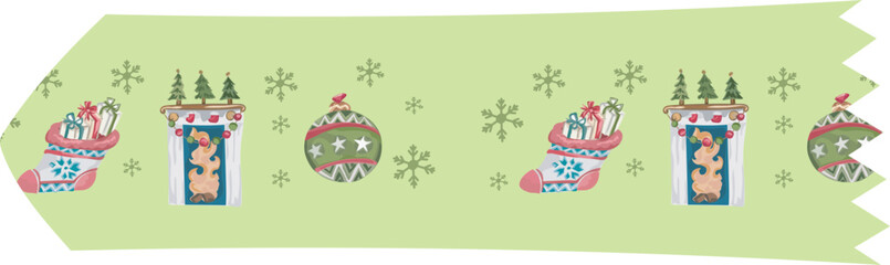 Cute christmas washi tape. Vector illustration.