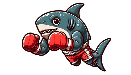 Naklejka premium Boxer Shark Adventures Cartoon Character of the Sea