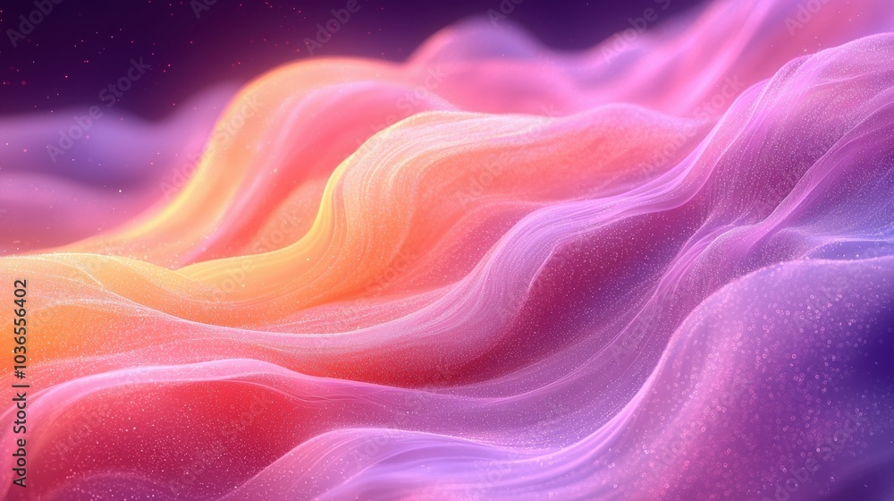Poster colorful abstract waves gently flowing in soft light, creating a serene and dreamy atmosphere for cr