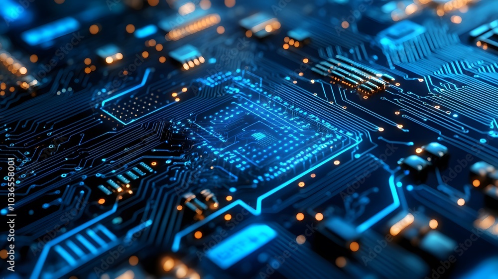 Poster computer circuit board, web design background.