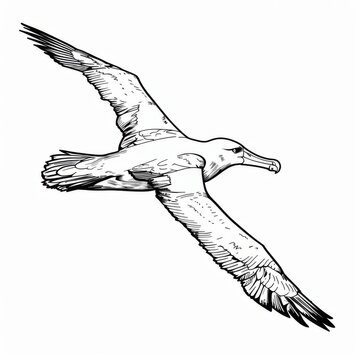 recommend clip art: Albatross in Flight Line Art Illustration