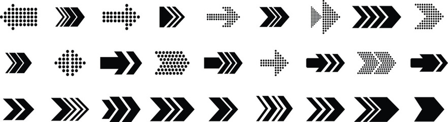 Arrows set of black icons. Arrow icon. Arrow. Cursor. Collection different arrow signs. Modern simple arrows. Vector illustration.