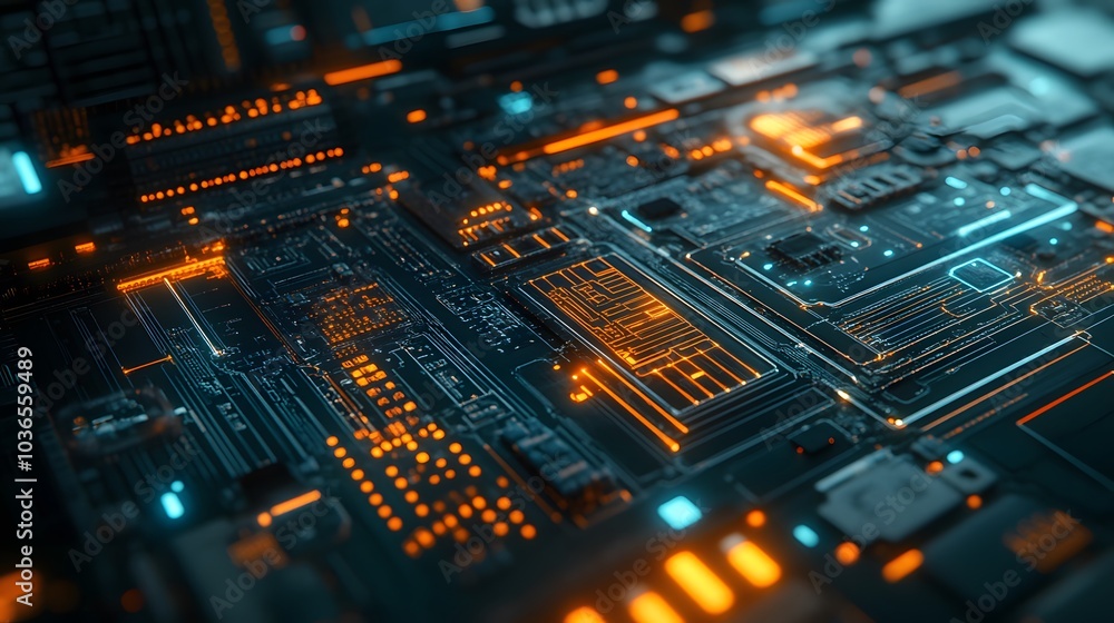 Poster computer circuit board, web design background.
