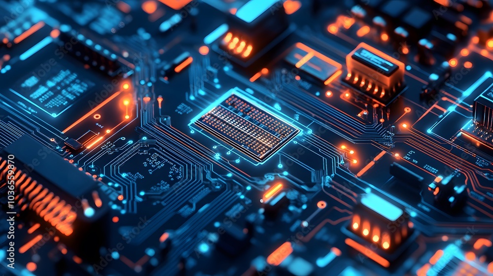 Poster computer circuit board, web design background.