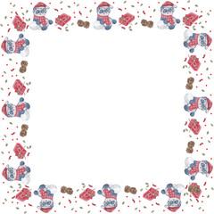 Christmas frame on white background. Vector illustration.