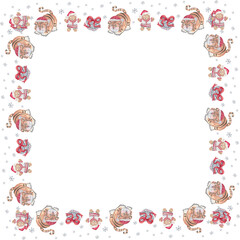Christmas frame on white background. Vector illustration.