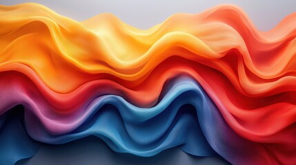 Fototapeta premium Colorful silk fabric draped artistically on a flat surface showcasing vibrant hues in reds, oranges, and blues during daylight hours