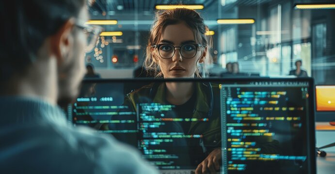 Expert IT Instructor Teaching Multicultural Students in Advanced Computer Lab on AI and Software Development