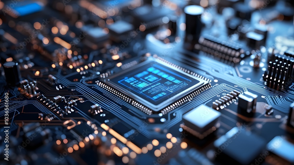 Poster computer circuit board, web design background.